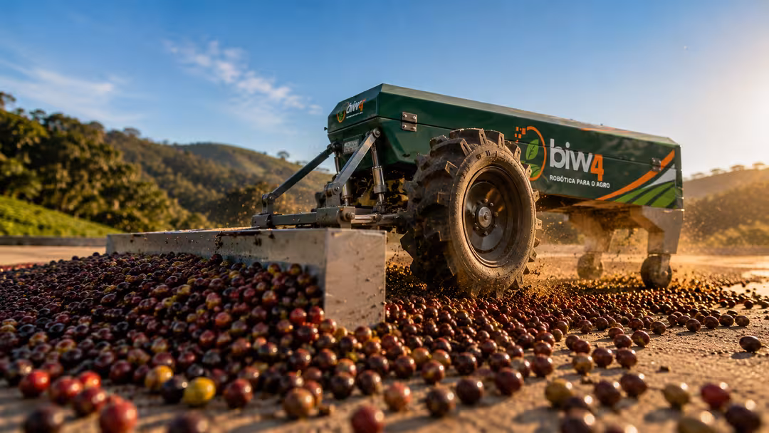 Robô biw4agro em operação — ângulo baixo